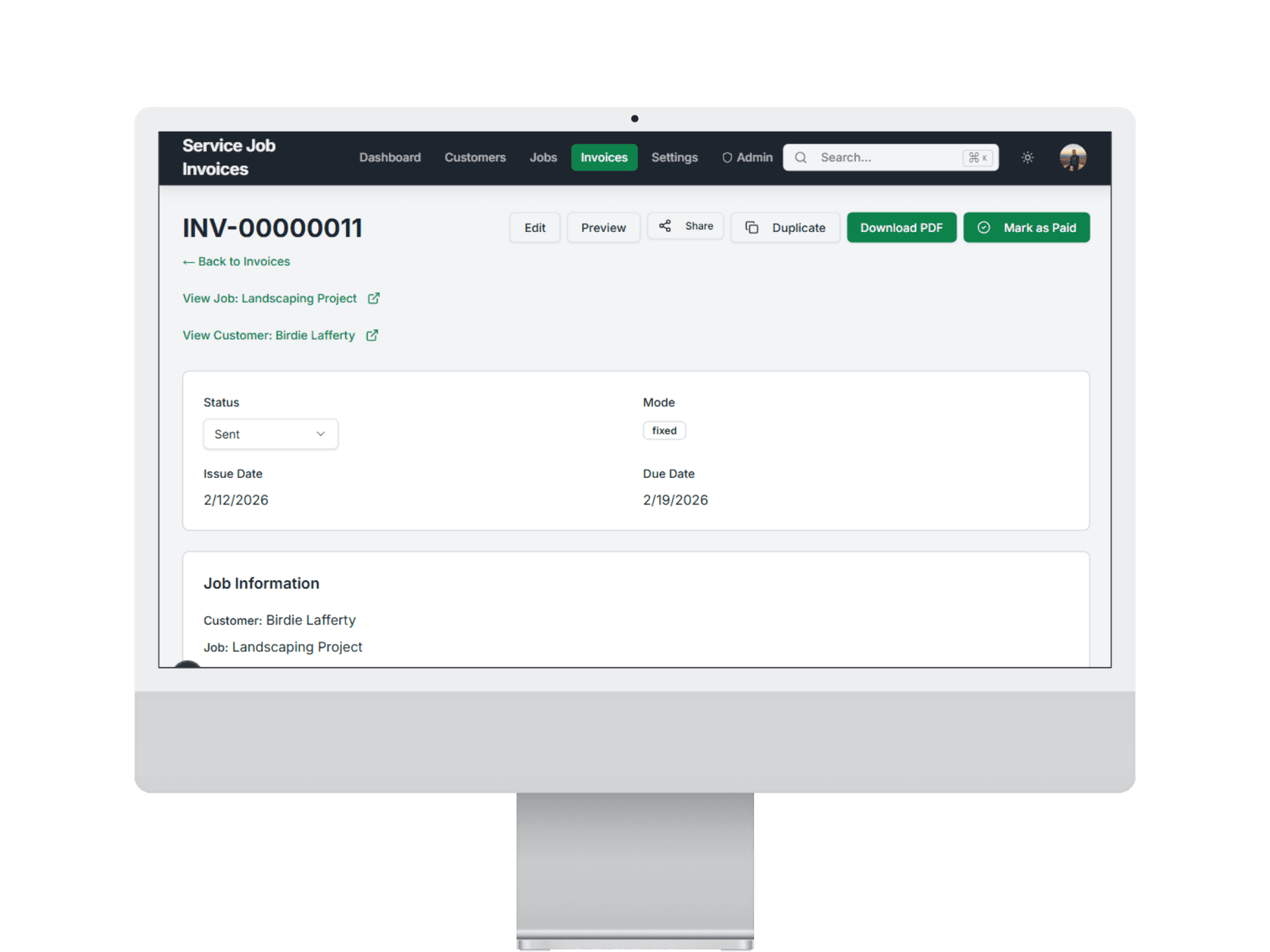 Customer portal step 1 send an invoice