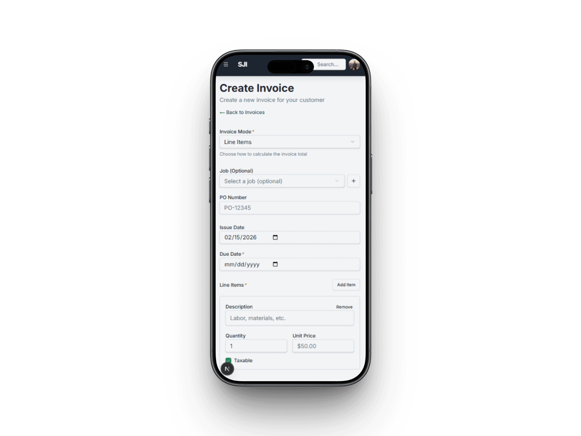 Service Invoice Pro mobile step 3 send invoice instantly
