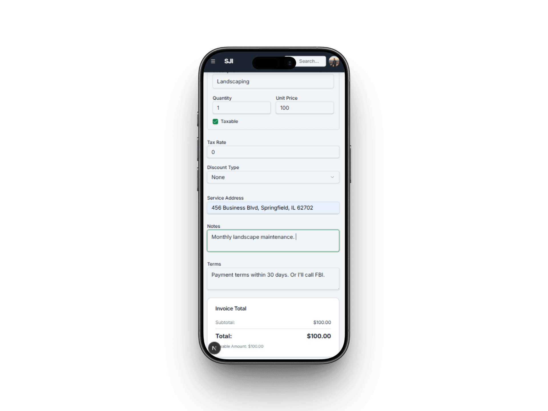 Service Invoice Pro mobile step 4 get paid