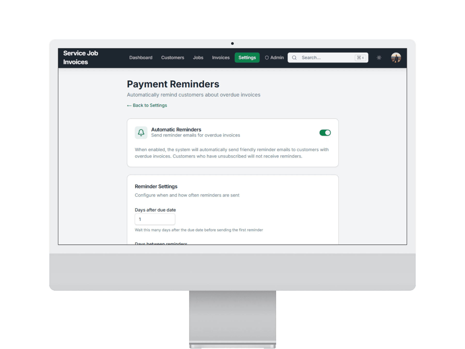 Reminders step 2 automatic invoice reminder sending