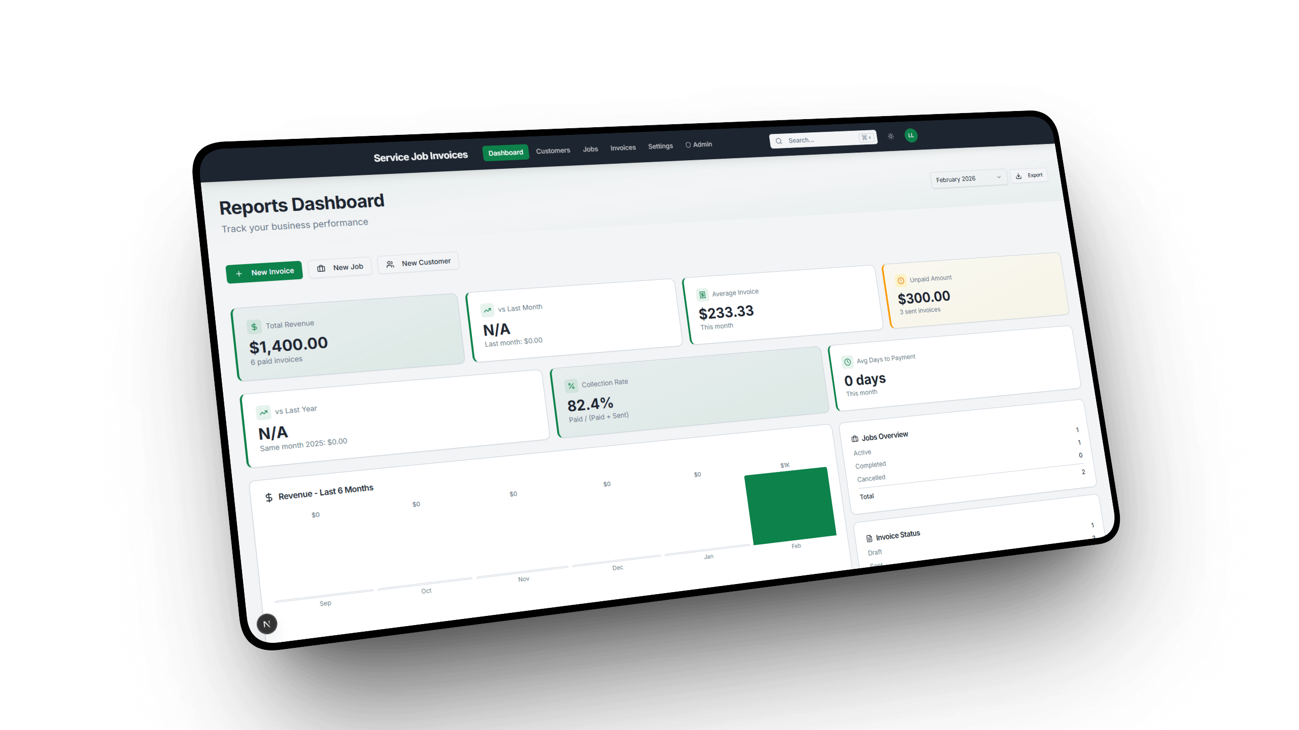 Service Invoice Pro dashboard
