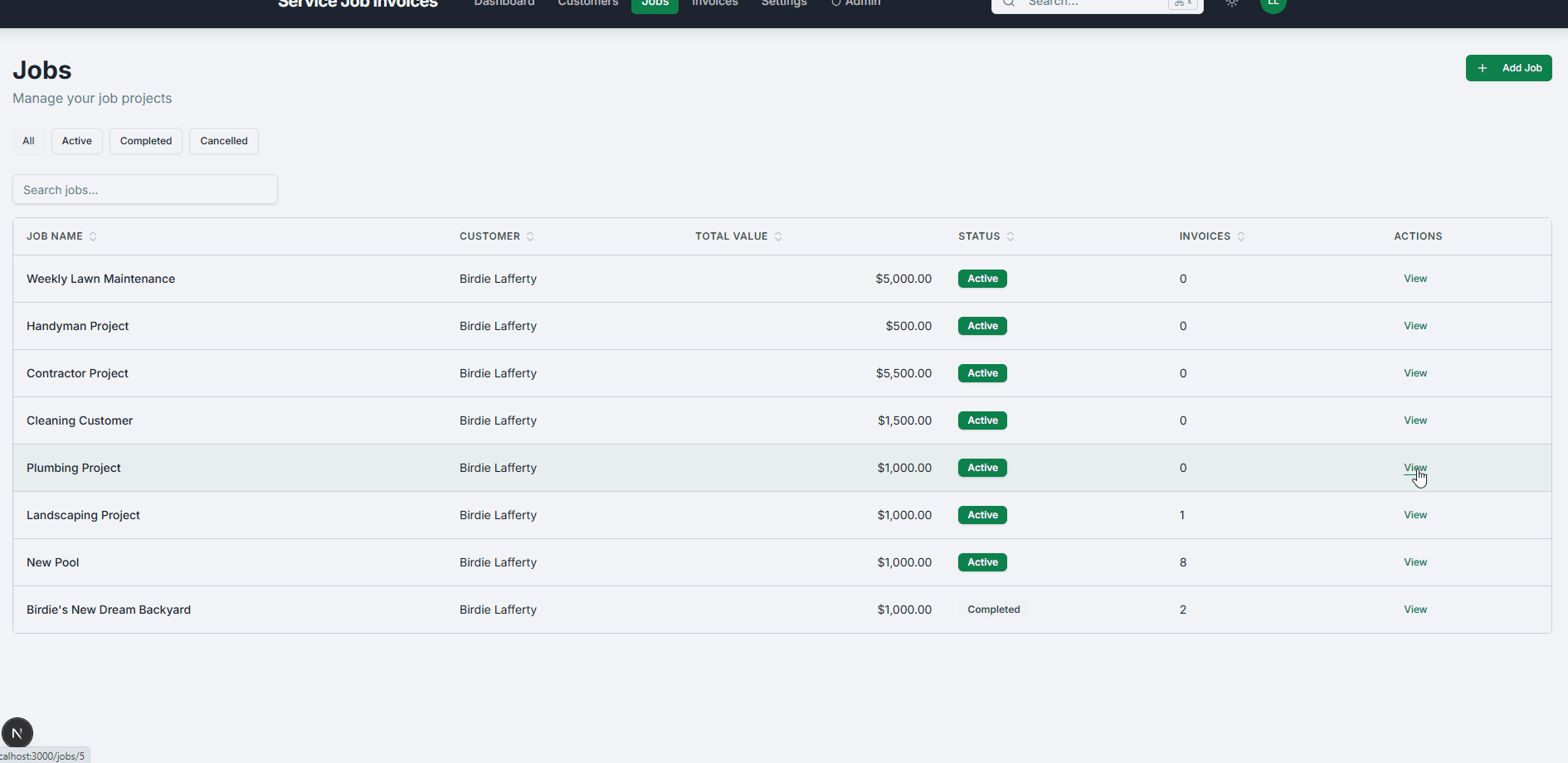 Plumbing invoice workflow in Service Invoice Pro